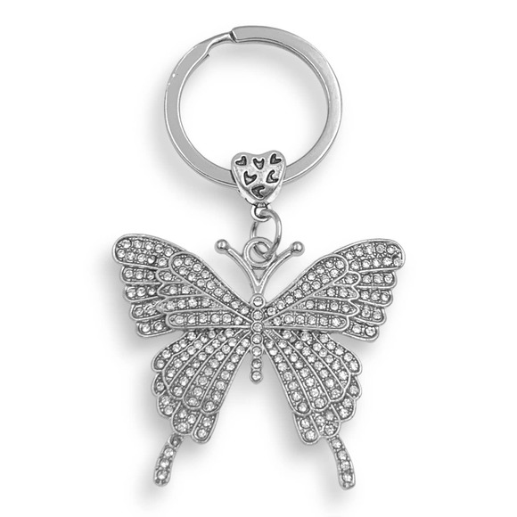 Evenchae Silver Butterfly Keychain - Covered in Rhinestones - Gift Bag - 3”L - Picture 8 of 8